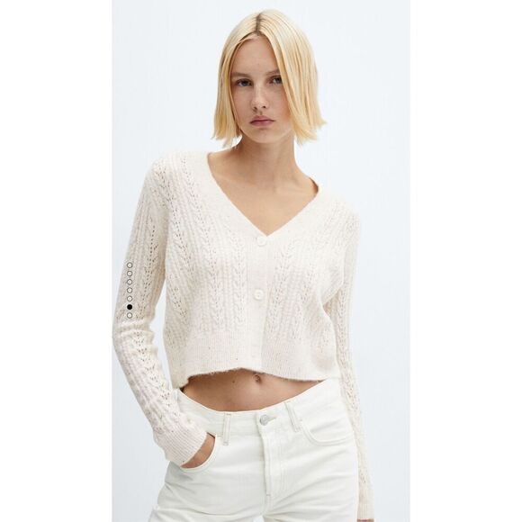 Mango Billy Paillettes Knit Cardigan S - Picture 3 of 9